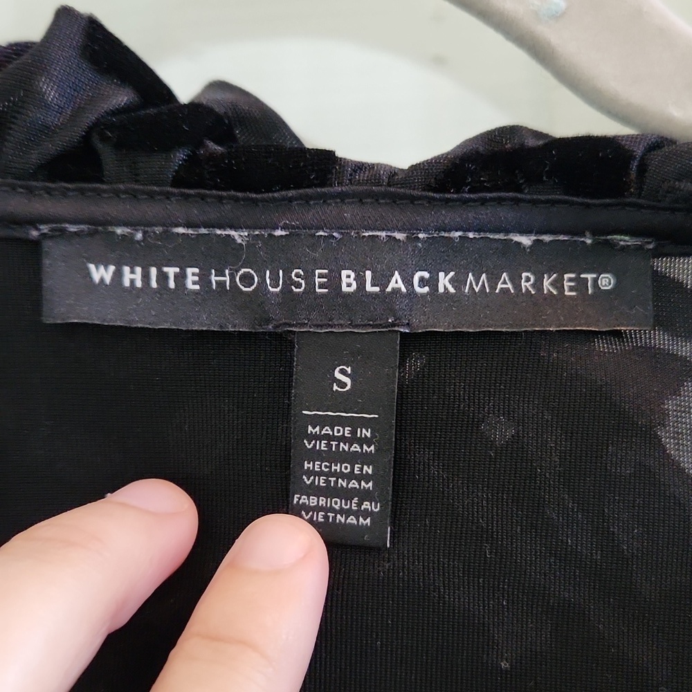 WHBM Black Velvet Animal Print Top - Picture 5 of 6